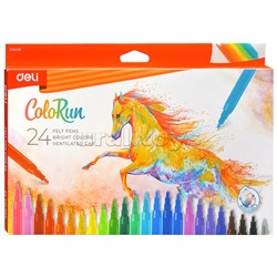 Фломастеры 24 цв вентилируемые, ColoRun, коробка с европодвесом