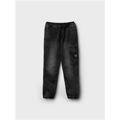 Брюки текстильные джинсовые утепленные флисом для мальчиков