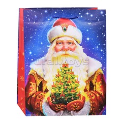 Бумажный пакет для сувенирной продукции с ламинацией, с шириной основания 26 cм.