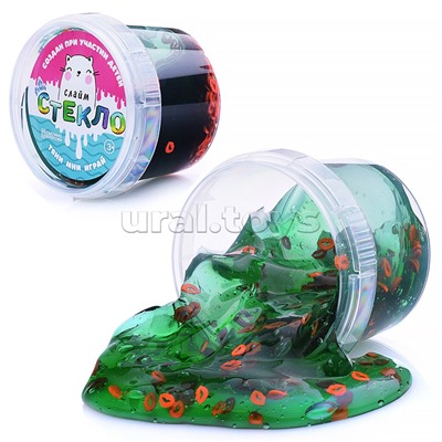 Слайм "Стекло" 100 гр, бирюзовый с декоративным наполнителем