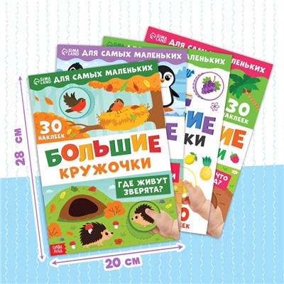 Книжки с наклейками набор «Большие кружочки», 4 шт. по 10 стр., 120 стикеров