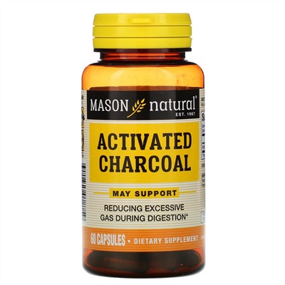 Mason Natural, активированный уголь, 60 капсул
