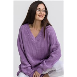 Женский удлиненный вязаный свитер оверсайз с V вырезом Happyfox