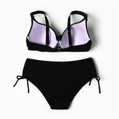 Купальник раздельный бельевой на завязках женский, чёрный, размер 58