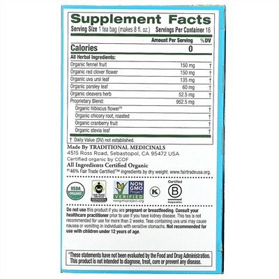 Traditional Medicinals, Organic Weightless, клюква, без кофеина, 16 чайных пакетиков, 24 г (0,85 унции)