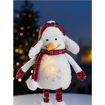 Фигура текстиль «Снеговик» 40-60 см, телескопические ножки, 1 LED, от батареек LR1130×3, свечение тёплое белое