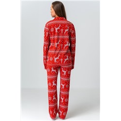 Женская новогодняя пижама с брюками и рубашкой Happyfox