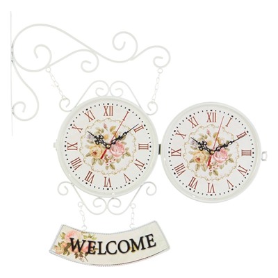 УЦЕНКА Часы настенные интерьерные WELCOME, двусторонние, на подвесе, 47×31 см, d=23 см, от батареек 2хАА