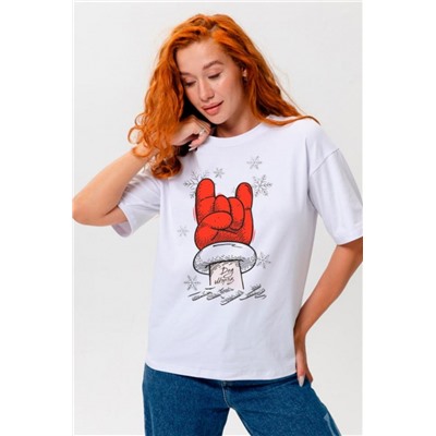 8531 Футболка женская оверсайз (Белый_рука)