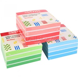 Куб бумажный для записей 90x90x50 мм цветной, непроклеенный, офсет 80 г/м², 1 пастельный, 1 интенсивный и белый цвет