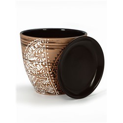 Горшок для цветов «Кружево», 5 л, d=23 см, h=21 см, керамика, с поддоном, коричневый