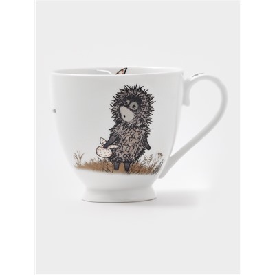 Чайная пара Quinsberry «Ёжик в тумане», чашка 440 мл, блюдце d=16 см, фарфор, белая