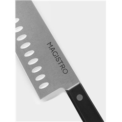 Нож кухонный сантоку Hinshitsu, нержавеющая сталь, лезвие 17.8 см, длина 29.5 см, чёрный