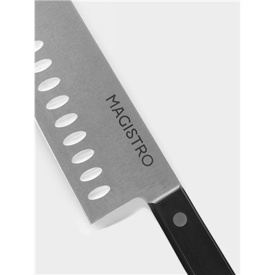 Нож кухонный сантоку Hinshitsu, нержавеющая сталь, лезвие 17.8 см, длина 29.5 см, чёрный