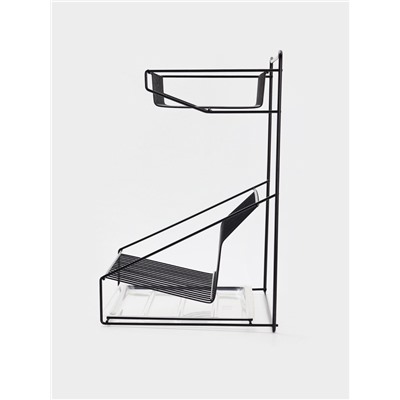 Посудосушитель настольный с поддоном, 38.5×38.5×24 см, черный