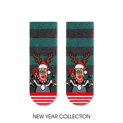 Новогодние CONTE-KIDS NEW YEAR Новогодние короткие носки "Рудольф" с пушистой нитью