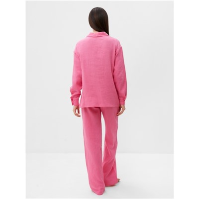 Пижама женская (рубашка, брюки) KAFTAN Basic, размер 44-46, розовая