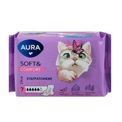 AURA Прокладки женские гигиенические Soft & Comfort super 7 шт