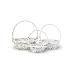 Корзина плетёная для хранения Brisa, с ручкой, белая, набор 3 шт.