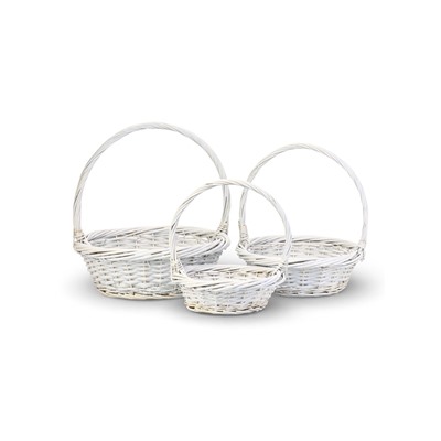 Корзина плетёная для хранения Brisa, с ручкой, белая, набор 3 шт.