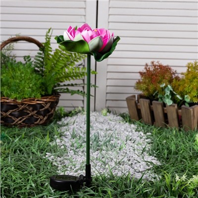 Садовый светильник «Лотос», уличный, на солнечной батарее, 70 см, 1 LED, свечение белое