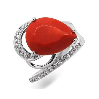 Кольцо из серебра коралл, МЦВ006