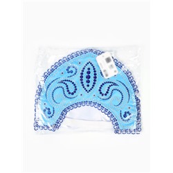 Кокошник карнавальный голубой с бусинами