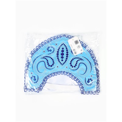 Кокошник карнавальный голубой с бусинами