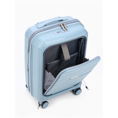 Чемодан на колёсах Bagvoyage маленький 46 л (S), на молнии, с увеличением, отдел для ноутбука, кодовый замок, 4 колеса, голубой