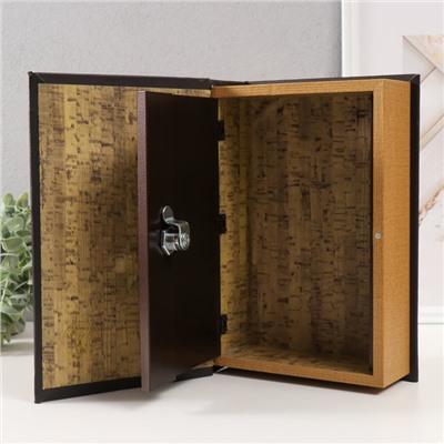 Шкатулка книга - сейф «Китайский дракон», дерево, искусственная кожа, тиснение, золото 27×18×7 см