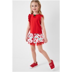 Комплект трикотажный для девочек: джемпер (футболка без рукавов), юбка-шорты PLAYTODAY, 1242845