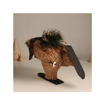 Фигурка новогодняя «Миша едет на лыжах с ёлочкой», 19×28×15 см