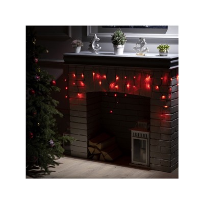 Гирлянда «Бахрома» 1.8×0.5 м, IP20, тёмная нить, 48 LED, свечение красное, 8 режимов, 220 В