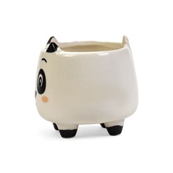 Декоративный горшок для цветов «Счастливая Панда», 200 мл, 8.3×7.2×7.7 см, керамический, на ножках, белый