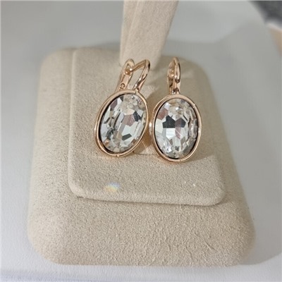 Серьги с кристаллом под Swarovski ювелирная бижутерия коллекция "Дубай" покрытие позолота, вставка: стекло, цвет: прозрачный, Уценка арт. 08.5295 (414.726)