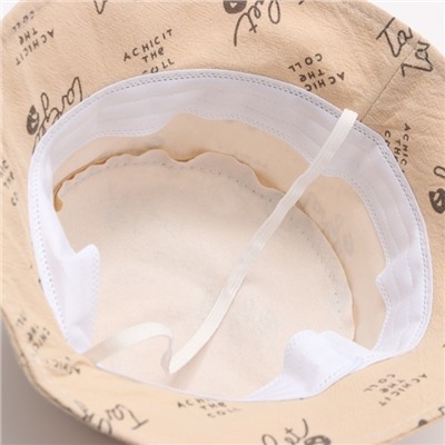 Панама детская MINAKU «Надписи», размер 48-50, бежевая