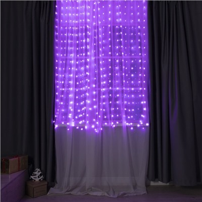 УЦЕНКА Умная гирлянда «Занавес», 2×2 м, IP20, 400 LED, USB, приложение, серебристая нить, свечение RGB