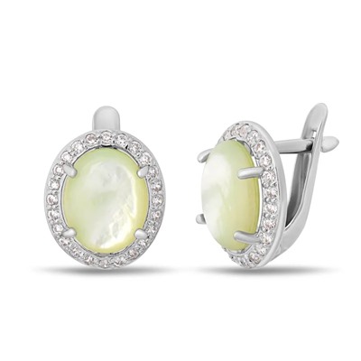 Серьги, перламутр зеленый, СПН4202