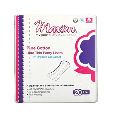 Maxim Hygiene Products, Pure Cotton, Ultra Thin Panty Liners, Lite, 20 Liners