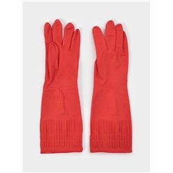 Перчатки хозяйственные Доляна, размер M, 38 см, длинные манжеты, латексные, красные