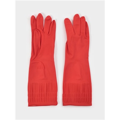 Перчатки хозяйственные Доляна, размер M, 38 см, длинные манжеты, латексные, красные