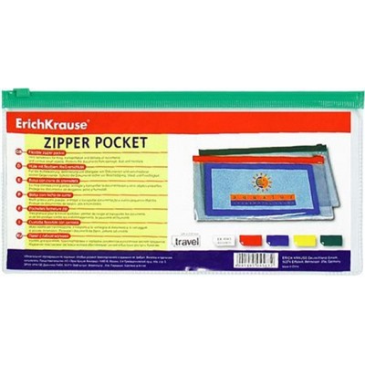Папка на гибкой молнии 255х128 мм Travel ZIP Pocket PVC прозрачный 4563 ErichKrause