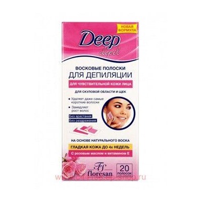 Ф-430 Deep depil Восковые полоски для депиляции чувствительной кожи лица 20 шт