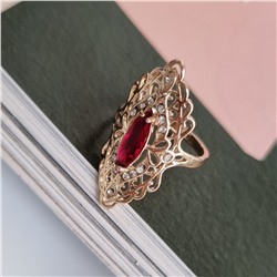 Кольцо уценка коллекция "Дубай", покрытие: позолота, вставка: фианиты и красный камень, 3,5, р-р 18, арт. 217.056-18