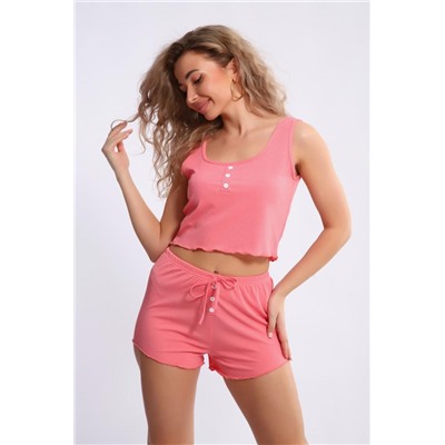 Домашняя пижама с шортами и топом 5741 (Розовый)