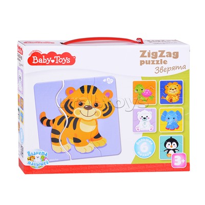 Пазлы макси ЗИГЗАГ "Зверята" BABY TOYS (18 эл)