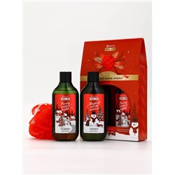 Подарочный набор новогодний: гель для душа, пена для ванны и мочалка, URAL LAB