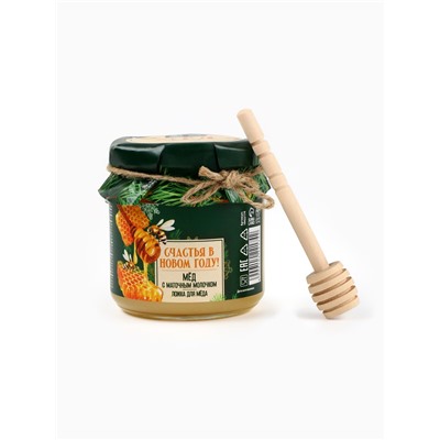 Мёд с маточным молочком «Счастья в Новом году», мёд 240 г, ложка