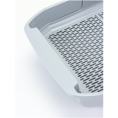 Туалет для кошек «Марсель», 50×34.5×12 с, глубокий, с сеткой, полипропилен, светло-серый