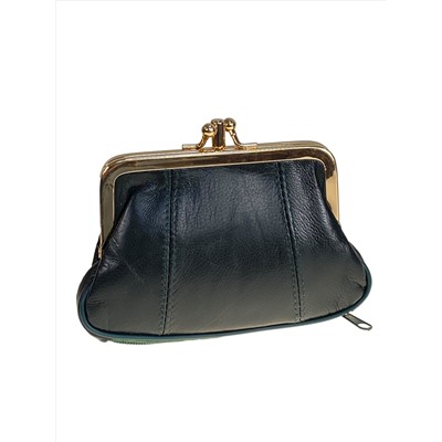 Женский кошелёк  из натуральной кожи, цвет темно зеленый